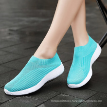 Plus Size 46 Breathable Mesh Sneakers Women Slip on flexible  Ladies Casual Running Shoes Woman Knit Sock Shoes Flats